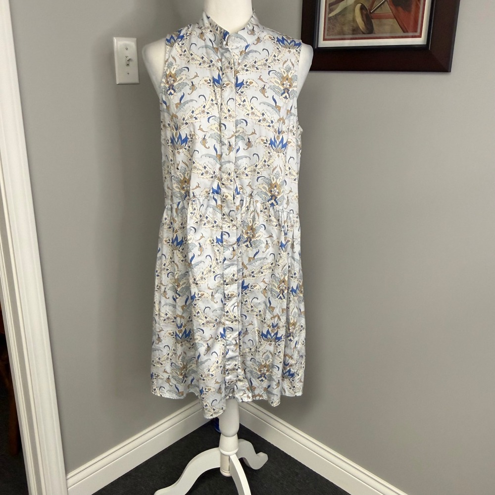 Tuckernuck Blue Floral Paisley Sleeveless Button Front Shirt Dress Medium